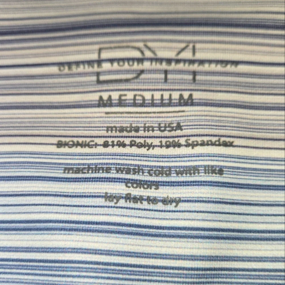 D.Y.I. Define Your Inspiration High Waisted Stripe Leggings szM Blue Gray White - Picture 2 of 8